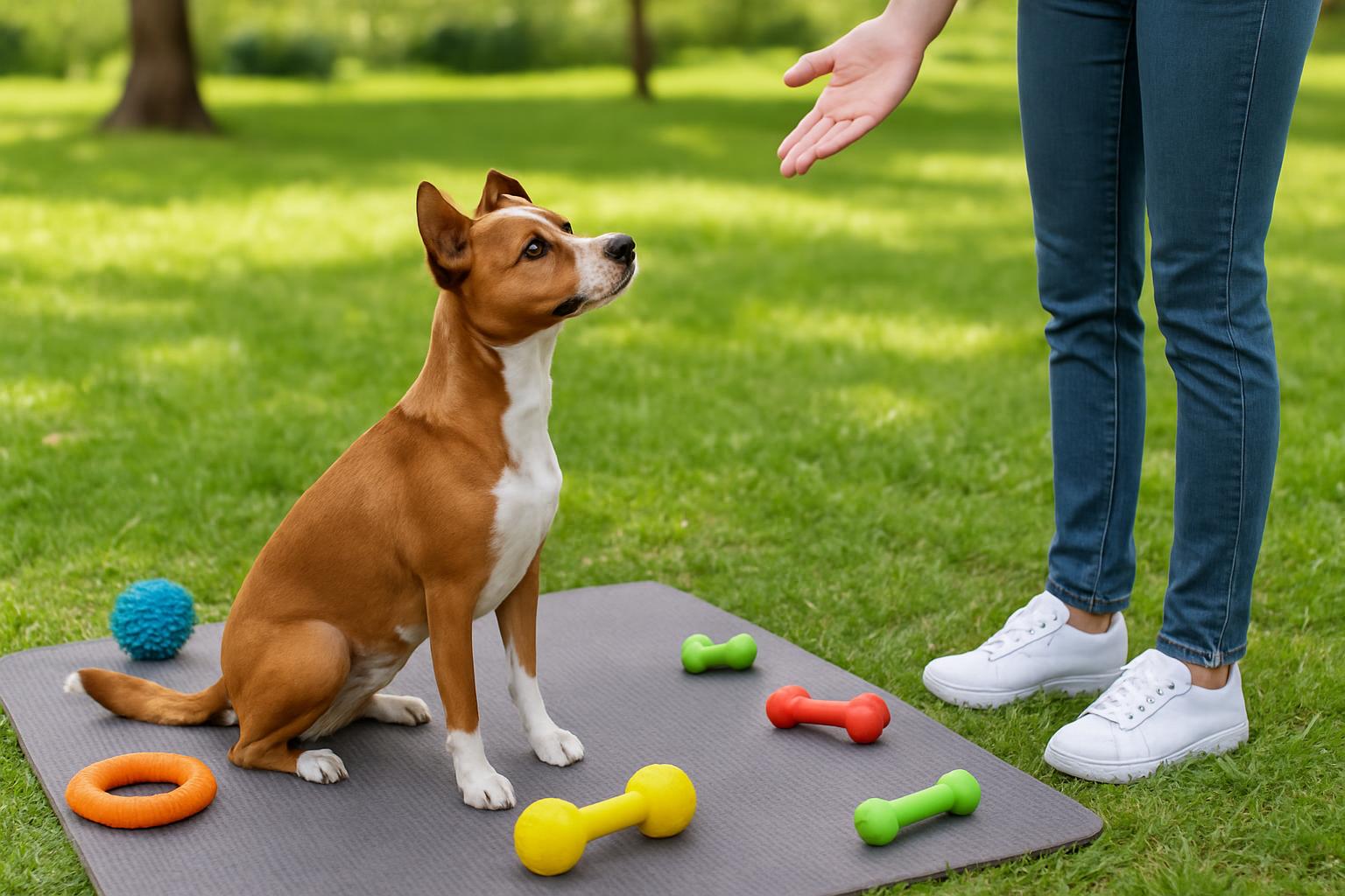 Dog and owner during online training session
